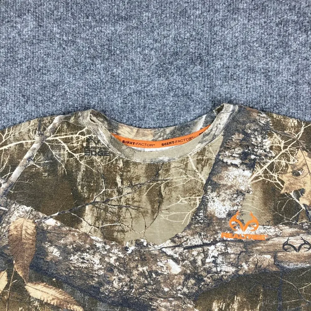 Realtree T-Shirt Mens XL Camo Short Sleeve Hunting Scent‎ Factor Logo